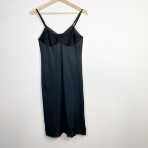 Vanity Fair Vintage 70s 80s Black Nylon Full Slip Minimalist Dress 32 Long XS S